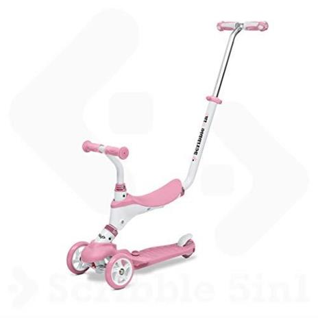 Mondo On&Go Scribble Monopattino per Bambini 5in1 Monopattino con Sedile, Pedali in Gomma Morbida e Grande Scooter a 3 Ruote per bambini Età Da 1 a 5 anni | Max 50 Kg Colore rosa 28575