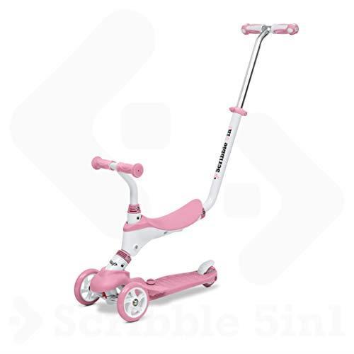 Mondo On&Go Scribble Monopattino per Bambini 5in1 Monopattino con Sedile, Pedali in Gomma Morbida e Grande Scooter a 3 Ruote per bambini Età Da 1 a 5 anni | Max 50 Kg Colore rosa 28575 - 2