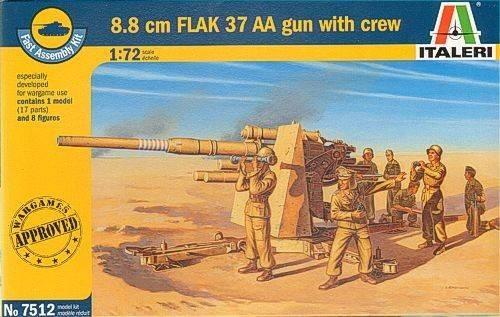 Italeri IT7512 88 cm FLAK 37 GUN W/CREW KIT 1:72 Modellino - 2
