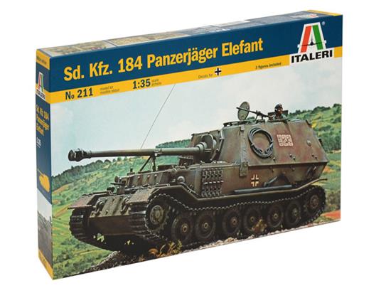 Italeri IT0211 SD.KFZ.184 CARRO ARMATO panzerjager Elefant Model Kit Scala 1:35
