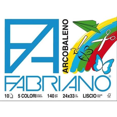 Album da disegno Fabriano Arcobaleno 10 fogli, 140 gr - 24x33 cm - 2