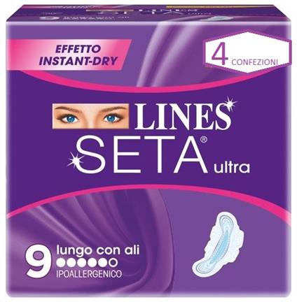 Lines Seta Ultra Lungo con Ali Assorbenti 4 Confezioni da 9 Pezzi