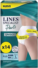 Lines Specialist Pants Plus Unisex 14 Assorbenti per Incontinenza Uomo e Donna Taglia L