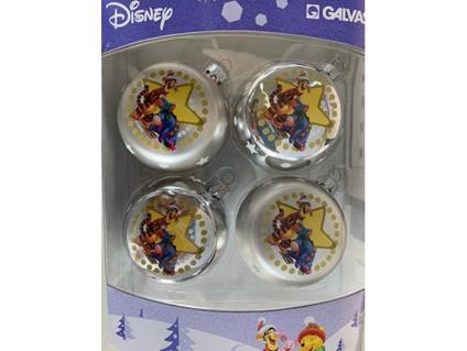 SET 4 PALLINE ARGENTO WINNIE THE POOH TIGRO E HI-HO 12 CM ADDOBBI NATALE