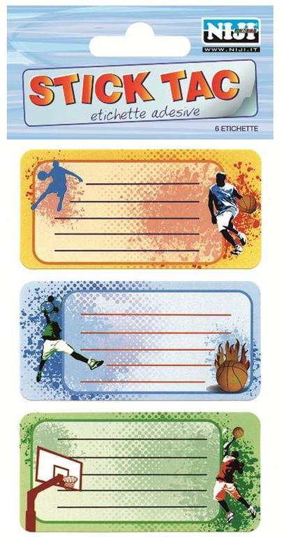 Lebez Busta 6 Etichette Scuola Basket - Calcio - Moto