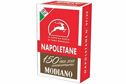 Carte da gioco Napoletane Modiano Anniversario 150, Rosso, 40 carte