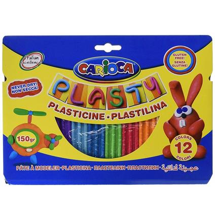 Pasta da modellare Carioca Plasty. Confezione 12 colori assortiti