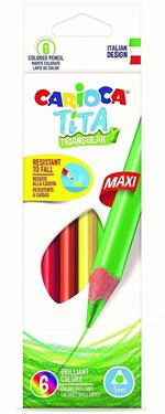 Matite colorate Carioca Tita Maxi Triangular. Confezione 6 colori assortiti