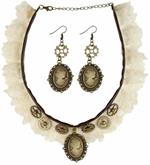 Set girocollo in pizzo e orecchini steampunk. Widmann 09774