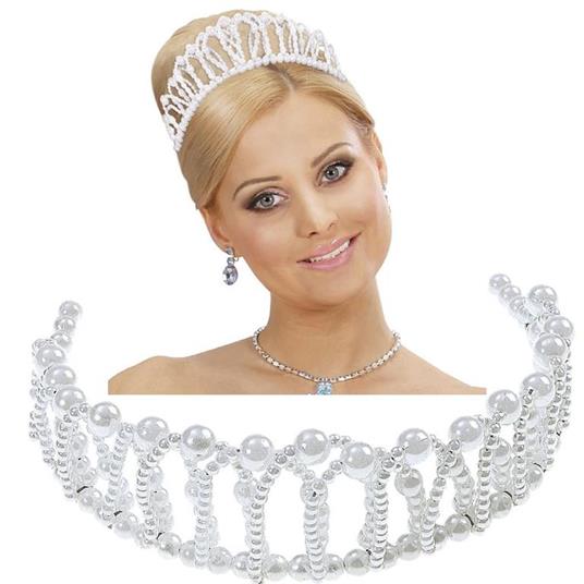 Widmann Corona di plastica modellabile con finte perle coroncina miss reginetta di belle 
