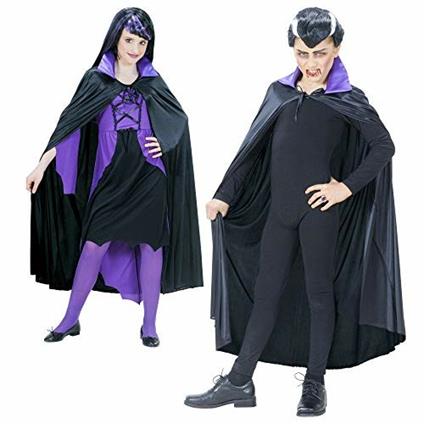 Costume Mantello nero con colletto viola 110 cm