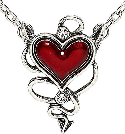 Collana gemma rossa cuore diabolico accessorio,bigiotteria,travestimento,halloween,carnevale