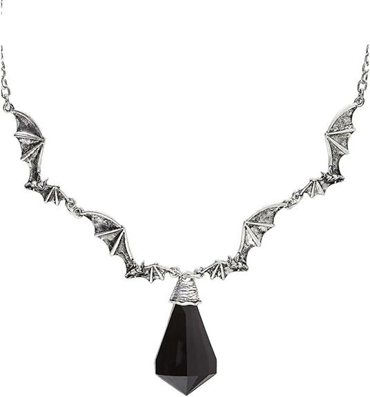 Collana pipistrelli con gemma nera accessorio,bigiotteria,travestimento,halloween,carnevale