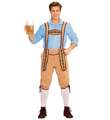 Uomo Bavarese Lederhosen Beige M/L 50/52/54