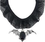 Collana pipistrello gotico con gemma nera accessorio,bigiotteria,travestimento,halloween,carnevale