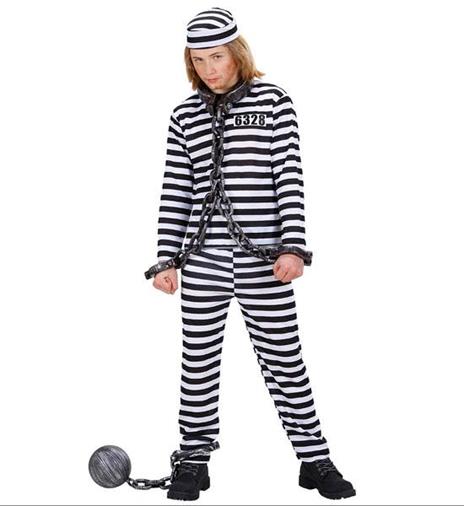Costume Carcerato bianco/nero 128 cm/5-7 anni