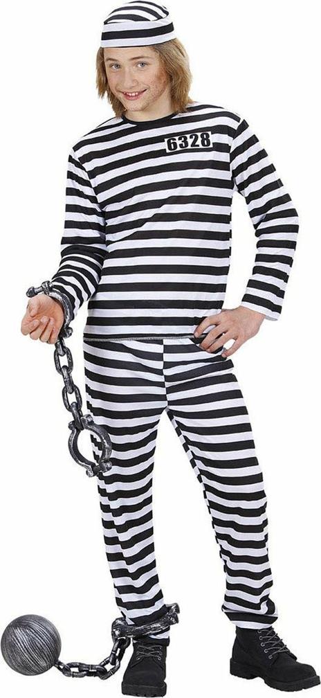 Costume Carcerato bianco/nero 128 cm/5-7 anni - 6