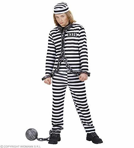Costume Carcerato bianco/nero 158 cm/11-13 y.