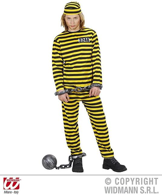 Costume Carcerato giallo/nero 140 cm/8-10 y.