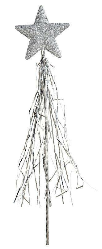 Costume Bacchetta magica glitter argento 46 cm