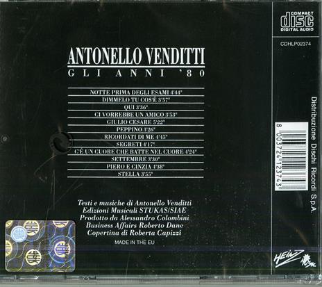 Gli anni '80 - CD Audio di Antonello Venditti - 2