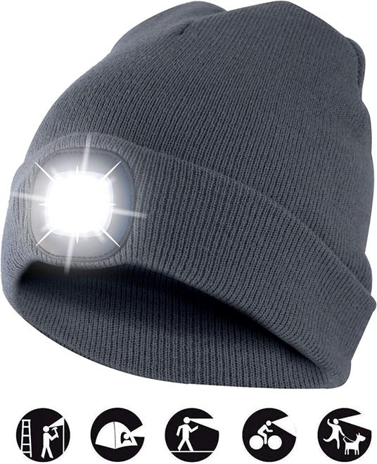 Cappello In Stoffa Con Luce Led Grigio Scuro Taglia Unica Accessori Idee Regalo Running - 2