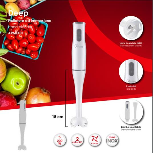 Frullatore ad Immersione Ardes Deep ARMIX01 Hand Blender 200W Bianco -  Ardes - Idee regalo