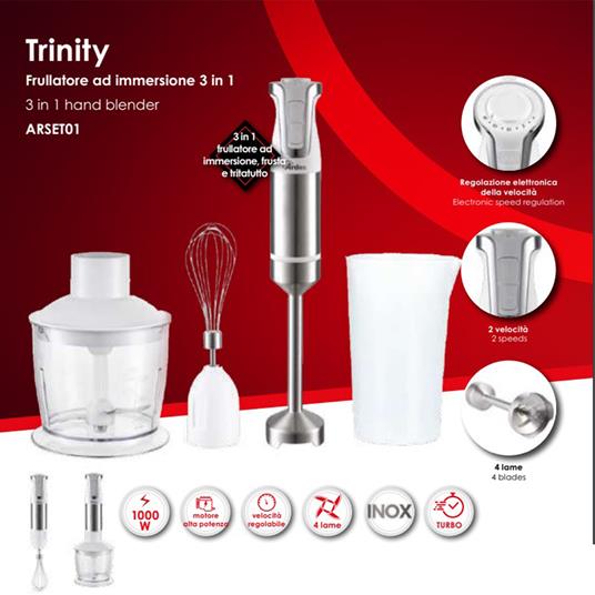 Frullatore ad Immersione Ardes Trinity ARSET01 3 in 1 Frusta e Tritatutto 200W Bianco - 2