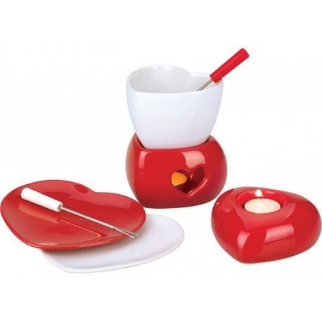 Eva fonduta per cioccolato set 9 pezzi love in ceramica