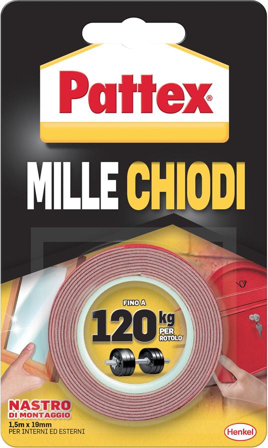 Pattex Millechiodi tape Rot nastro adesivo di montaggio extraforte 19 mm x  1.5 m - Pattex - Cartoleria e scuola