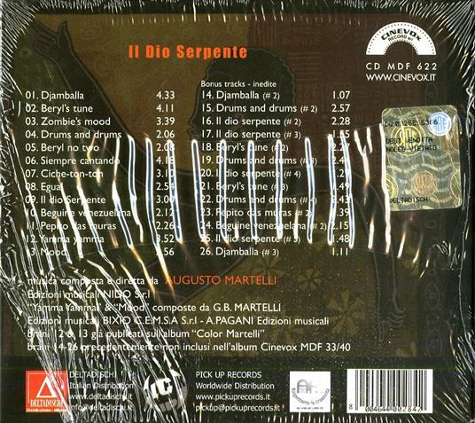 Il Dio Serpente (Colonna sonora) - CD Audio di Augusto Martelli - 2