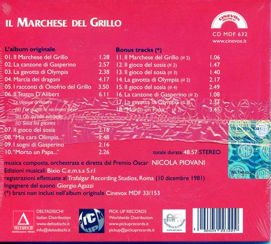 Il Marchese Del Grillo (Colonna sonora) - CD Audio di Nicola Piovani - 2