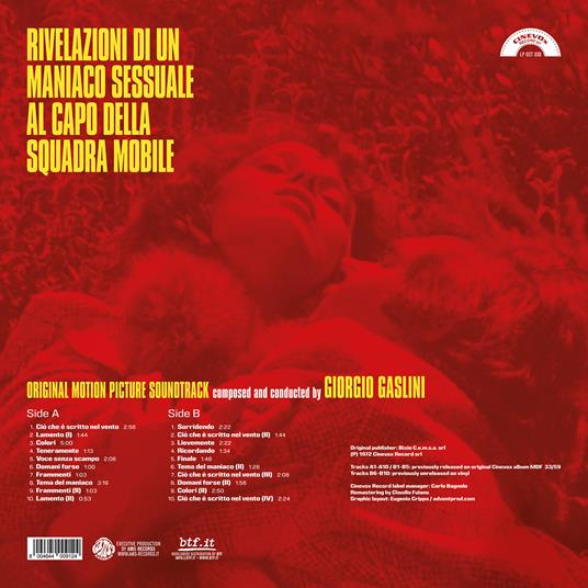 Rivelazioni di un maniaco sessuale al capo della squadra mobile (Colonna Sonora) (Limited Edition - 140 gr. Yellow Vinyl) - Vinile LP di Giorgio Gaslini - 2