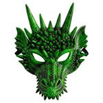 Maschera drago in plastica di colore verde con cavallotto