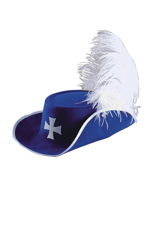 Cappello D'Artagnan In Bifloccato Blu con Piuma Struzzo