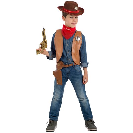 Set Cow-Boy (Gilet,Pistola,Bandana, Cintura con Fondina) In Busta con Gancio