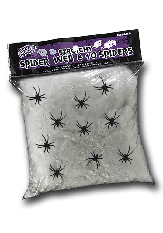 Ragnatela gigante bianca grammi 500 con ragni decorazione Halloween