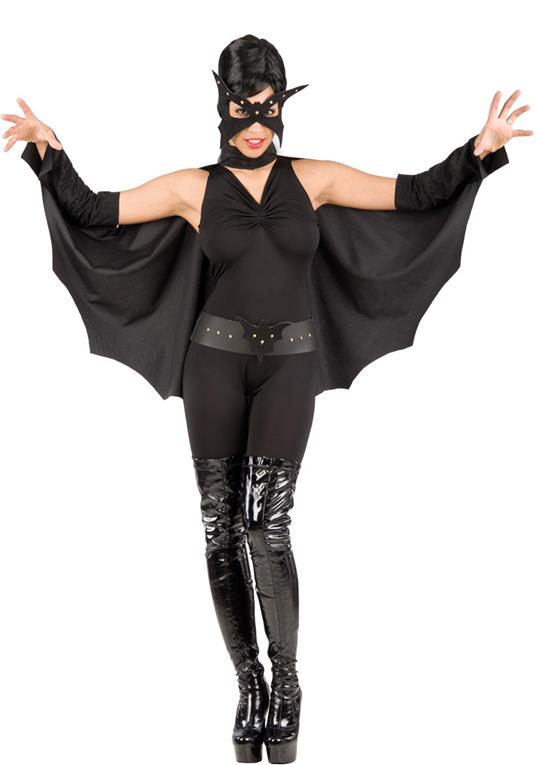 Mantello Bat Girl In Dainetto con Manicotti,Maschera E Cintura L.Cm.80 Ca.