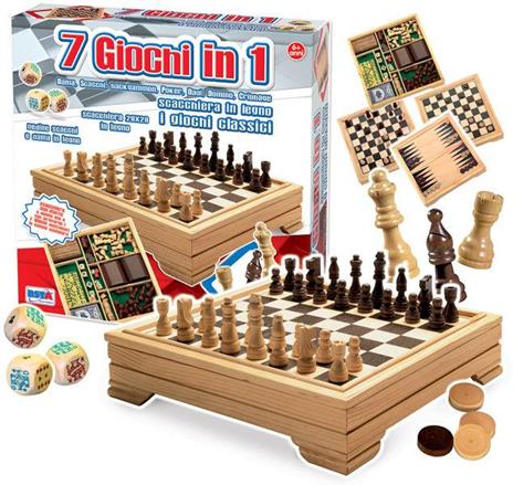 Scacchi Dama Legno 7 in 1