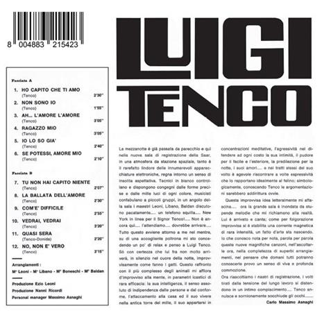 Luigi Tenco (Clean Vinyl) - Vinile LP di Luigi Tenco - 2