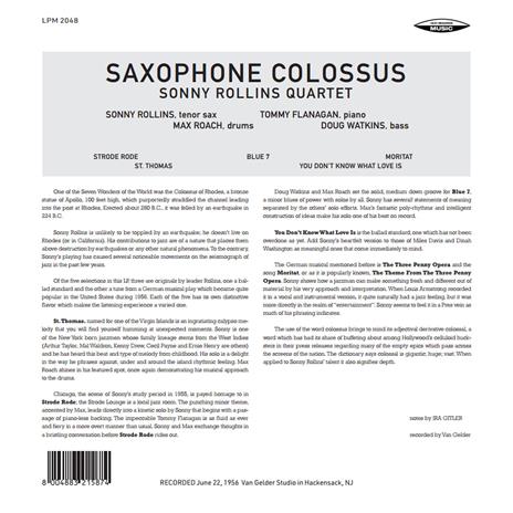 Saxophone Colossus (180 gr.) - Vinile LP di Sonny Rollins - 2