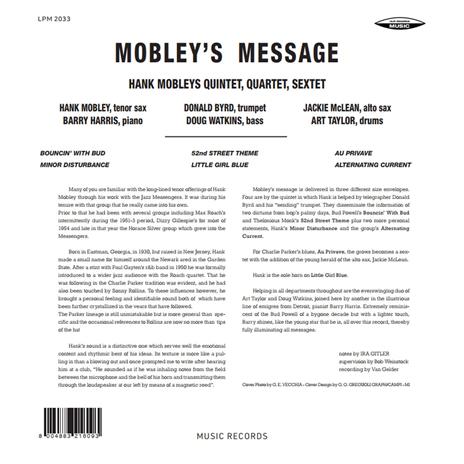 Mobley's Message (Limited Edition - 180 gr.) - Vinile LP di Hank Mobley - 3