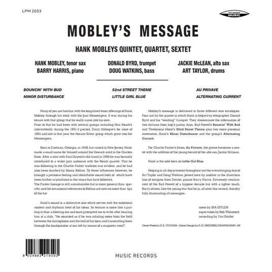 Mobley's Message (Limited Edition - 180 gr.) - Vinile LP di Hank Mobley - 3
