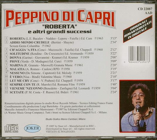 Roberta e Gli Altri Grandi Successi - CD Audio di Peppino Di Capri - 2