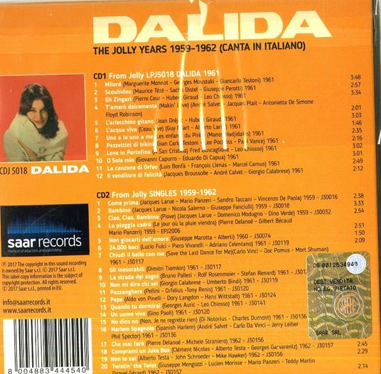 The Jolly Years 1959-1962 - CD Audio di Dalida - 2