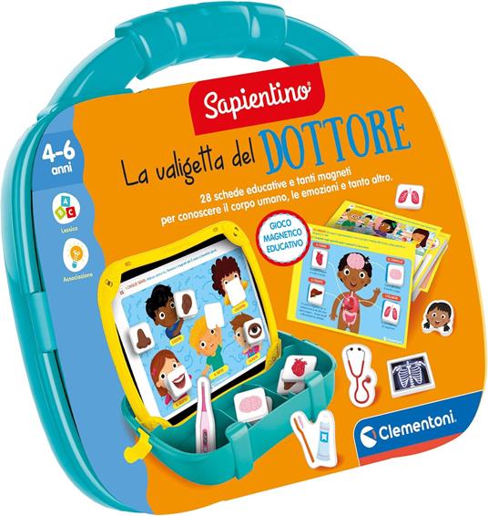 Clementoni Sapientino - Valigetta del Dottore, Kit Medico Bambini 4-6 Anni, Schede Educative