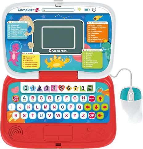 Clementoni - Computer Kid Smart Laptop Educativo Bambini 4+ Anni, 30 attività Educative, Gioco Elettronico - 4