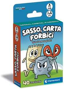 Giocattolo Clementoni - Sasso Carta Forbici, Mazzo di 40 Carte Illustrate, Gioco di Strategia per Bambini 5+ Anni, 2-4 Giocatori Clementoni