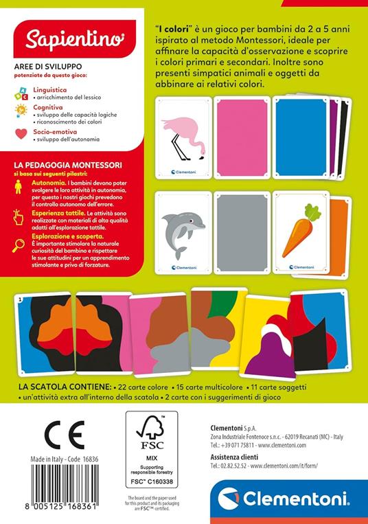 Clementoni Sapientino Montessori - Carte Colori, Gioco Educativo Montessori 2 5 Anni, Flashcards - 3