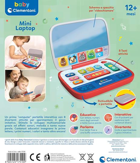 Clementoni Baby Mini Laptop, Computer Educativo Bambino 12-36 Mesi, Centro attività Prima Infanzia, Insegna Lettere, Numeri - 3
